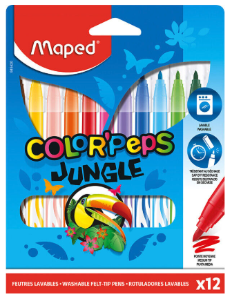 Felt Tips Pens Color'peps Jungle X 12 Cardboard MAPED 845420